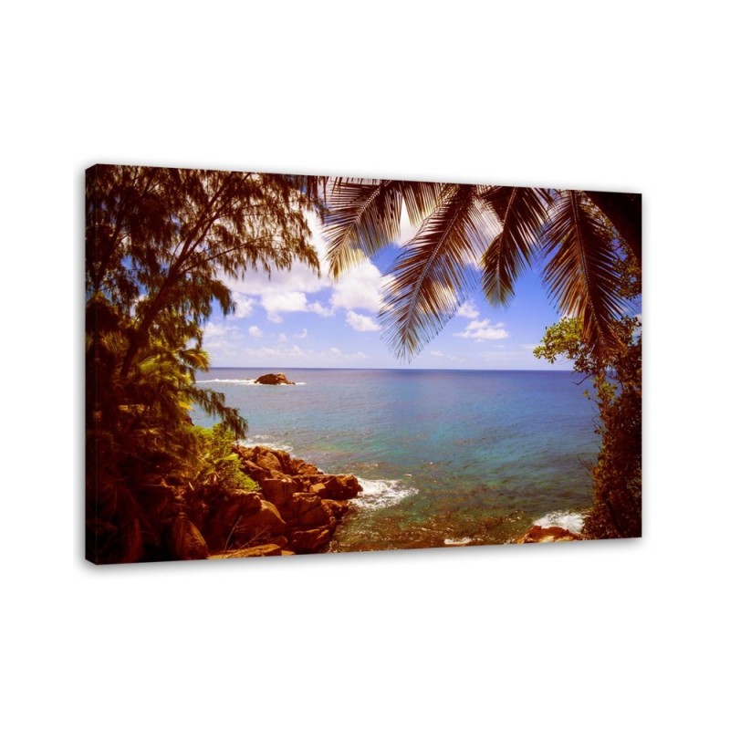 Wandbild für Wohnzimmer - Steiniger Strand | Feeby