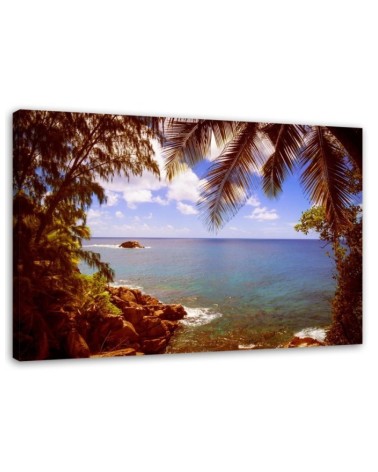 Wandbild für Wohnzimmer - Steiniger Strand | Feeby