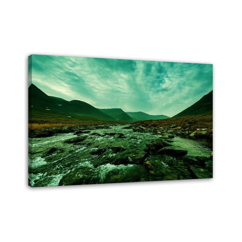 Bild auf Leinwand - Rauschender Fluss in Grün | Feeby