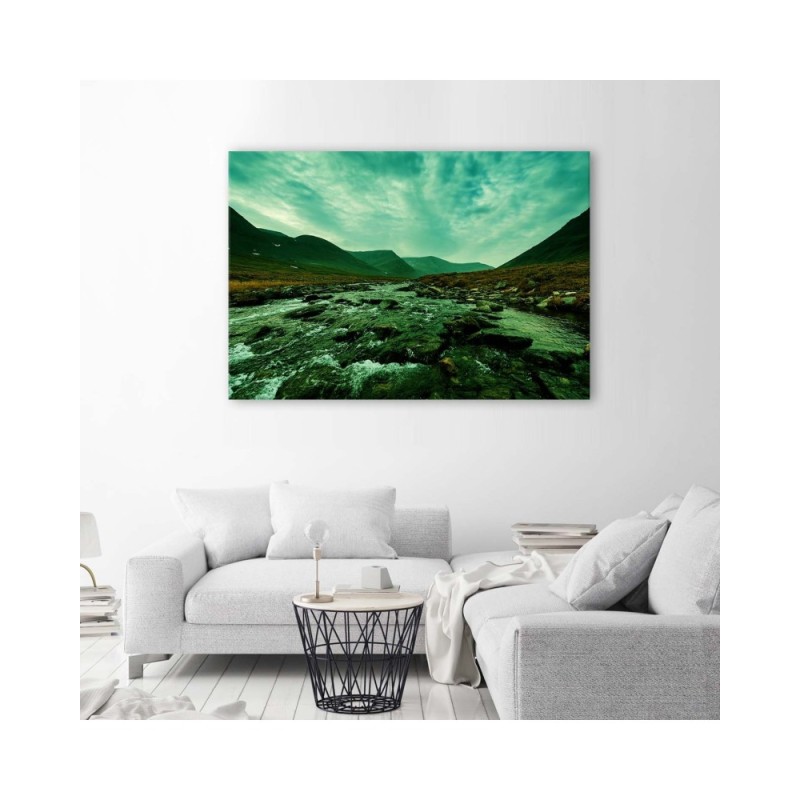Bild auf Leinwand - Rauschender Fluss in Grün | Feeby