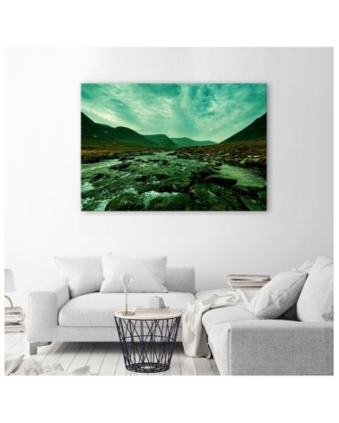 Bild auf Leinwand - Rauschender Fluss in Grün | Feeby