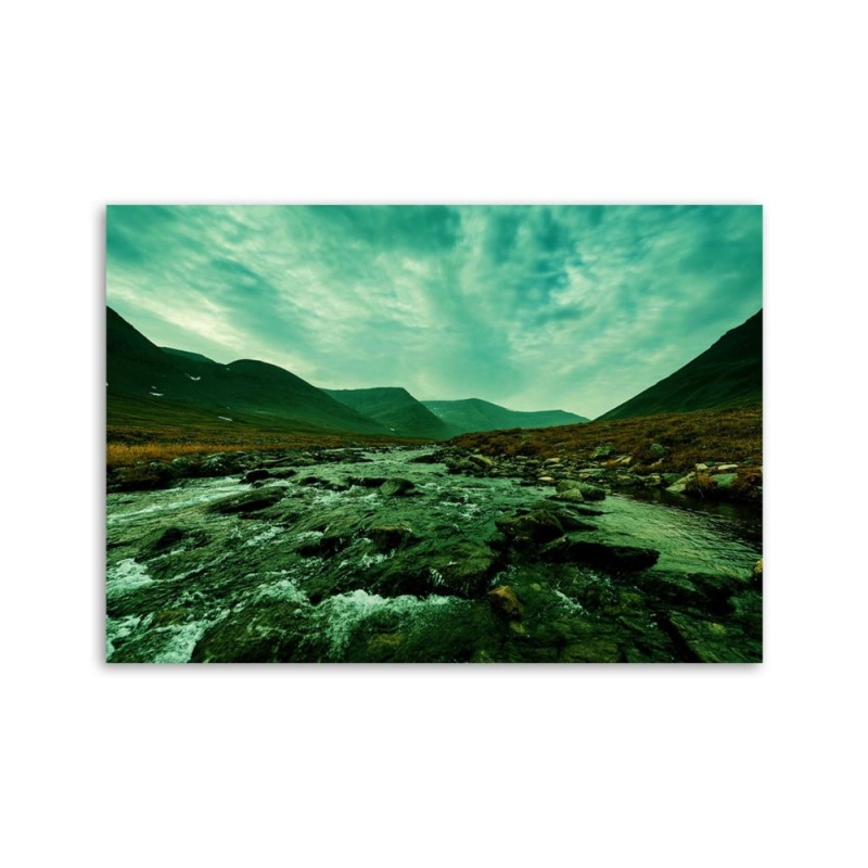 Bild auf Leinwand - Rauschender Fluss in Grün | Feeby