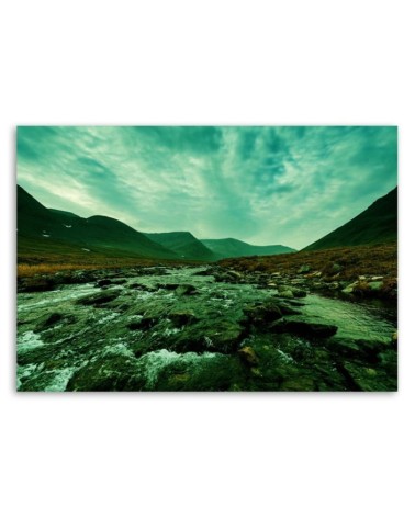 Bild auf Leinwand - Rauschender Fluss in Grün | Feeby