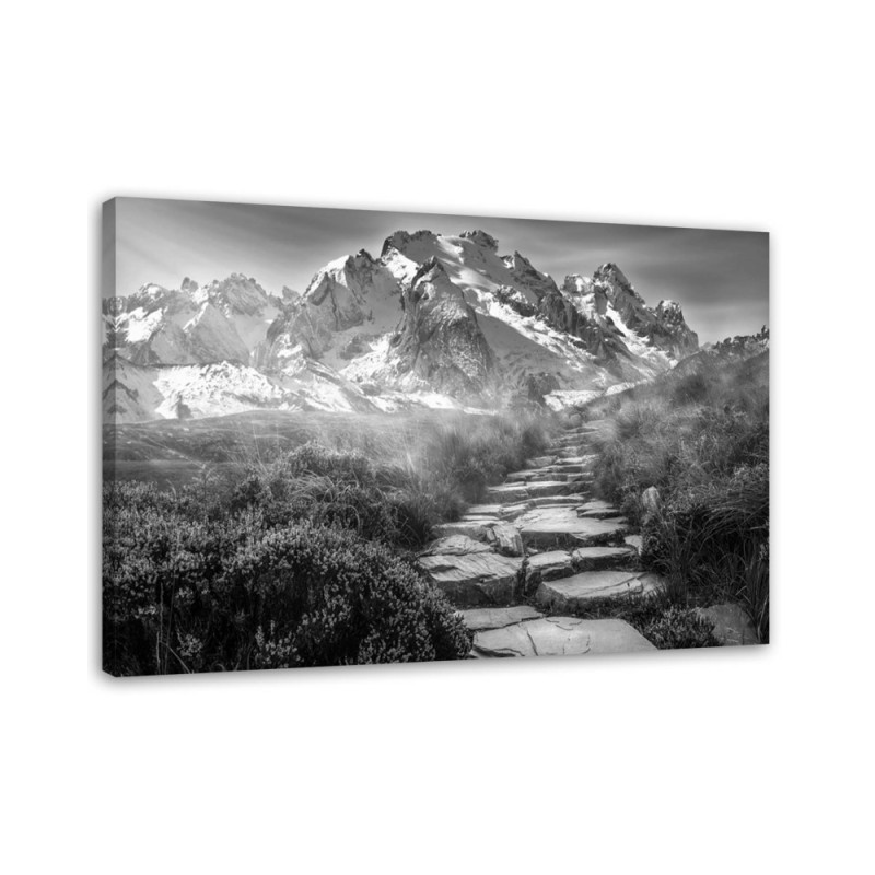 Leinwanddruck - Steinweg zum Gipfel - schwarz und weiß | Feeby