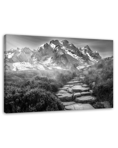 Modern Canvas painting for bedroom - Mountain peak B&W | FEEBY