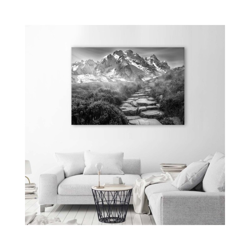 Leinwanddruck - Steinweg zum Gipfel - schwarz und weiß | Feeby