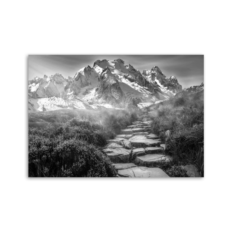 Leinwanddruck - Steinweg zum Gipfel - schwarz und weiß | Feeby