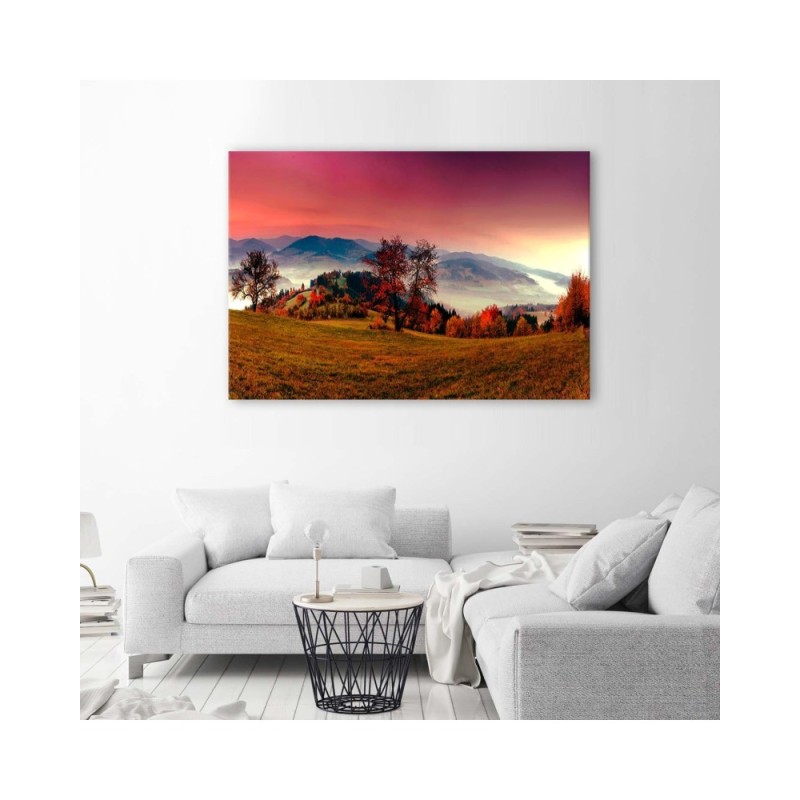 Leinwandbild - Hügel mit Herbstbäumen | Feeby
