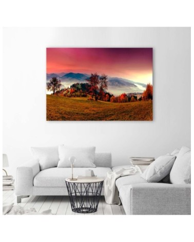 Leinwandbild - Hügel mit Herbstbäumen | Feeby
