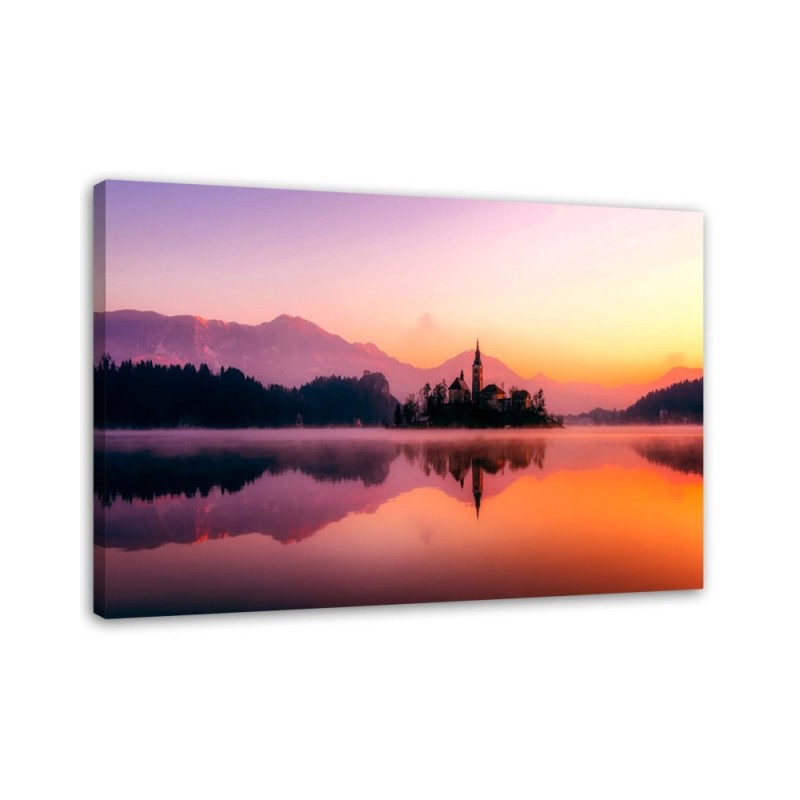 Bild auf Leinwand - Schloss an einem Bergsee | Feeby