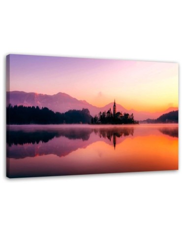 Canvas painting for living room - Lake in the mist | FEEBY