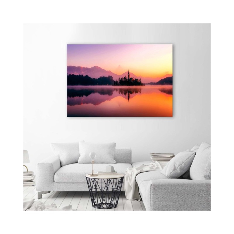 Bild auf Leinwand - Schloss an einem Bergsee | Feeby