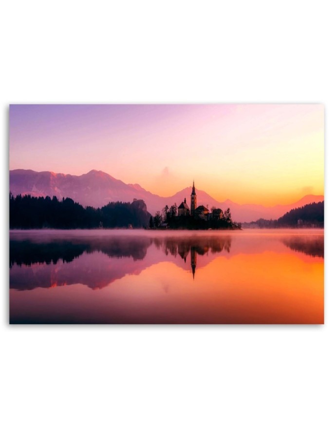 Canvas painting for living room - Lake in the mist | FEEBY