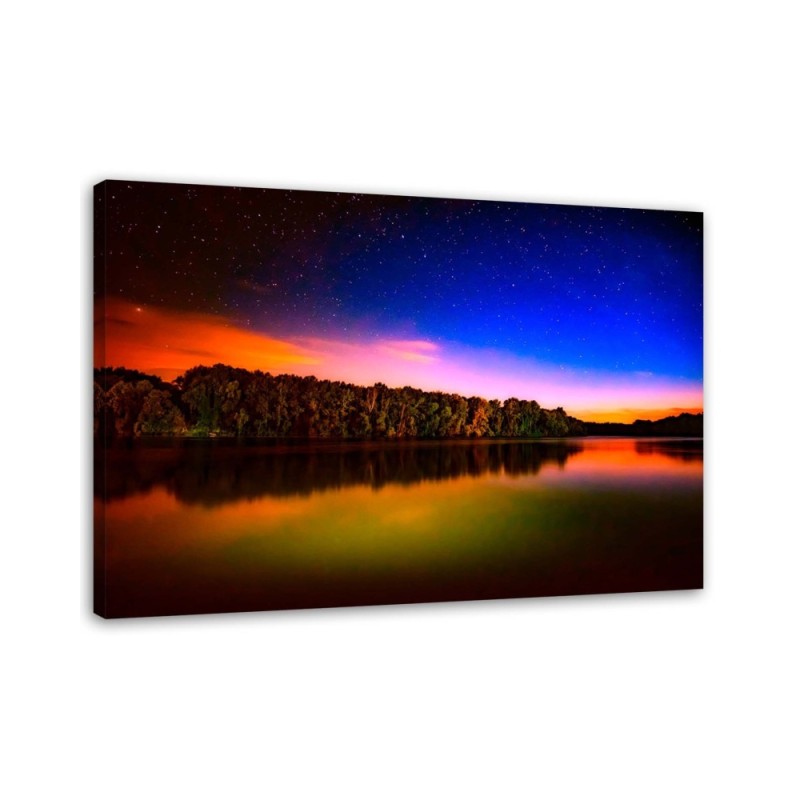 Leinwandbild - Sonnenuntergang über einem See | Feeby