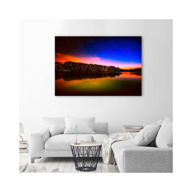 Leinwandbild - Sonnenuntergang über einem See | Feeby