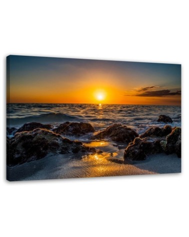 Sunset by the sea - Pictures on Canvas for the living room | FEEBY