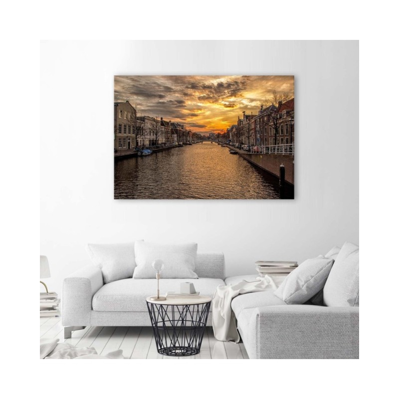 Leinwandbild - Stadt am Fluss | Feeby