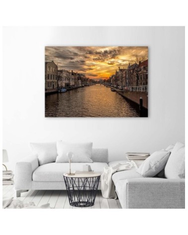 Leinwandbild - Stadt am Fluss | Feeby