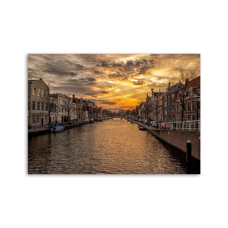 Leinwandbild - Stadt am Fluss | Feeby