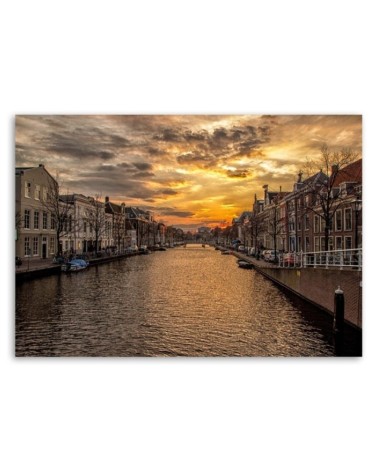 Leinwandbild - Stadt am Fluss | Feeby