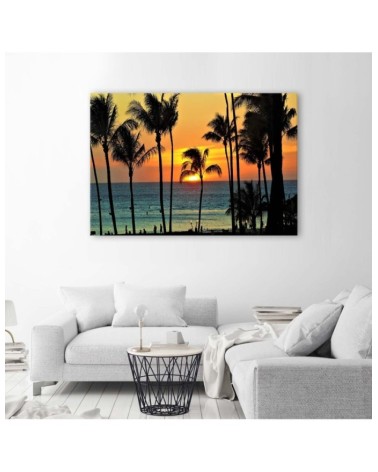 Bild auf Leinwand - Palmen bei Sonnenuntergang | Feeby