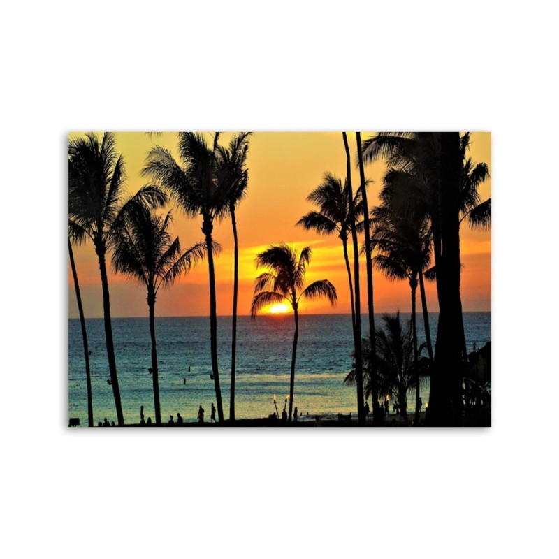Bild auf Leinwand - Palmen bei Sonnenuntergang | Feeby