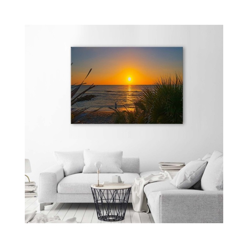 Leinwanddruck - Angler und Sonnenuntergang | Feeby