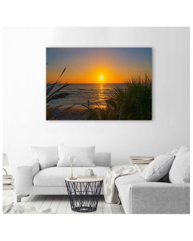 Leinwanddruck - Angler und Sonnenuntergang | Feeby