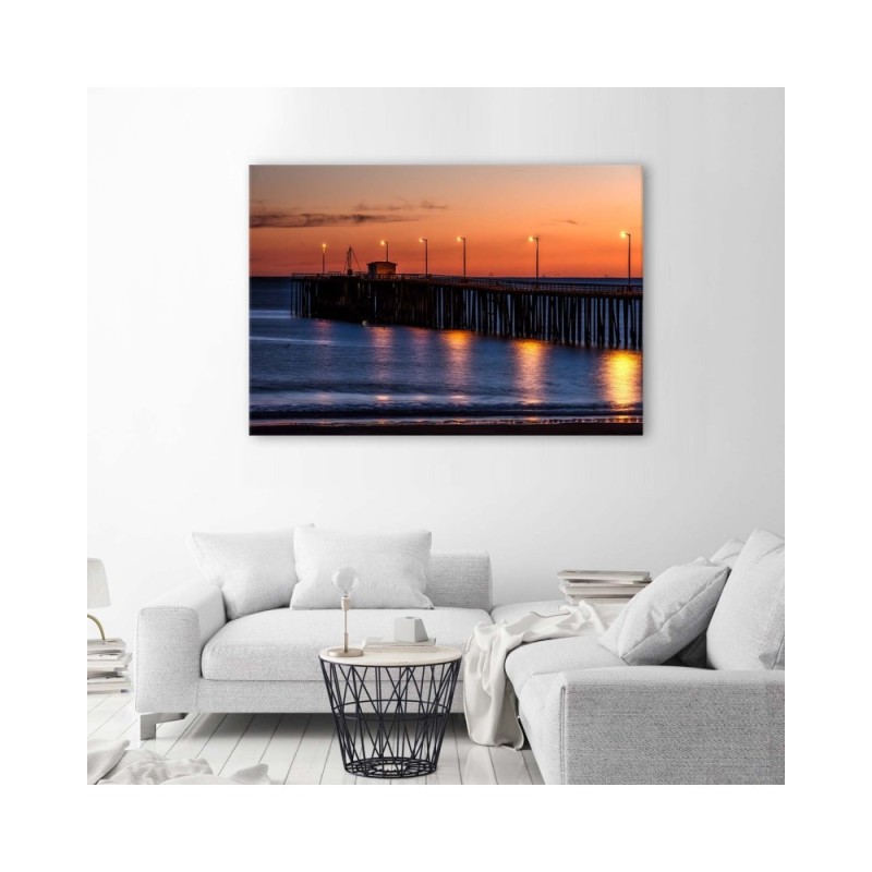 Bild auf Leinwand - Leuchttürme an der Seebrücke | Feeby