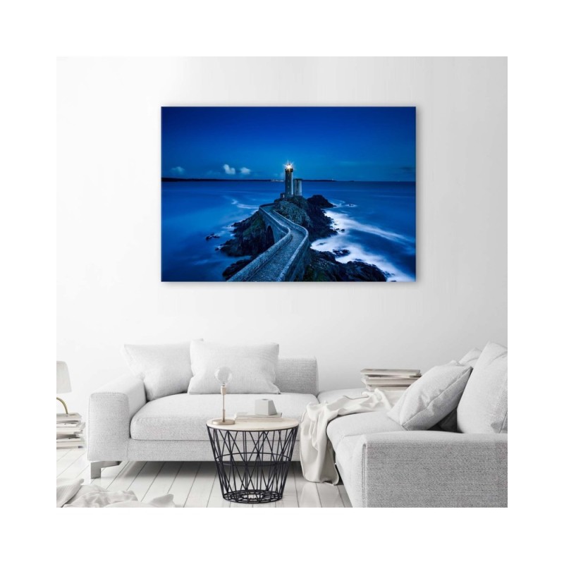 Leinwandbild - Straße zum Leuchtturm bei Nacht | Feeby