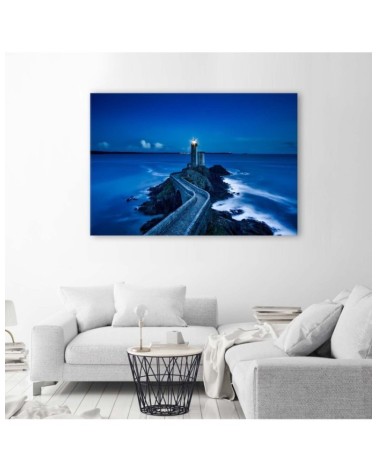 Leinwandbild - Straße zum Leuchtturm bei Nacht | Feeby