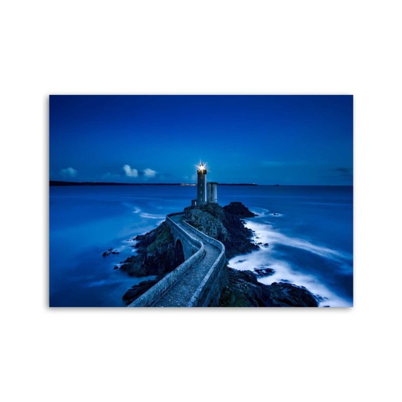 Leinwandbild - Straße zum Leuchtturm bei Nacht | Feeby