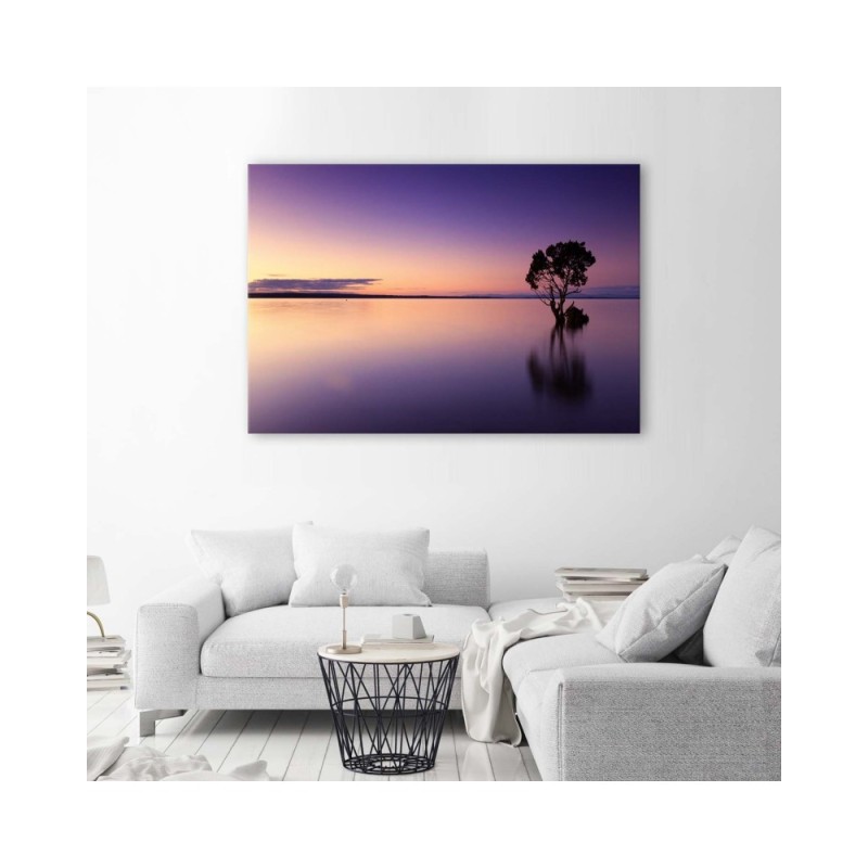 Dekoratives Leinwandbild - Einsamer Baum am See | Feeby