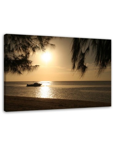Canvas print - Boat on the seashore sunset | FEEBY