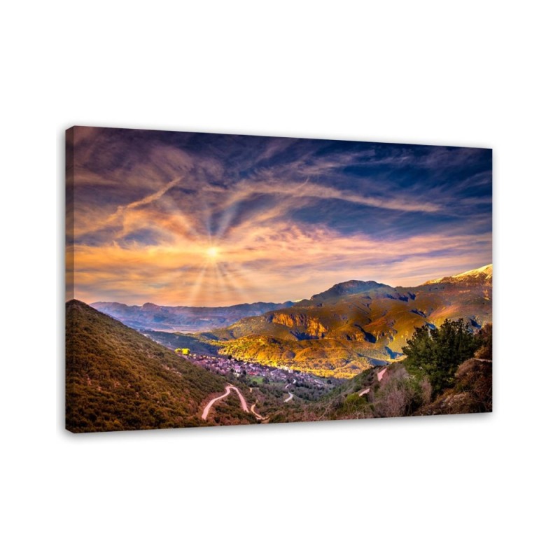 Leinwandbild - Kleine Stadt in den Bergen | Feeby