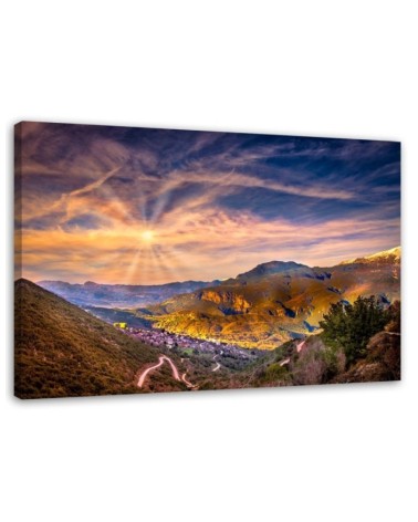 Leinwandbild - Kleine Stadt in den Bergen | Feeby