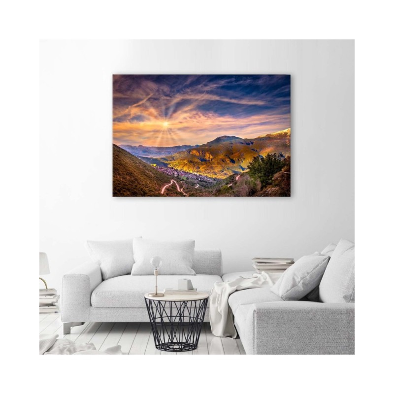 Leinwandbild - Kleine Stadt in den Bergen | Feeby