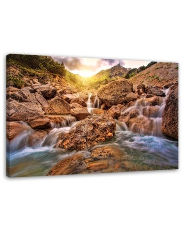 Canvas prints for living room - Stone waterfall mountain landscape | FEEBY