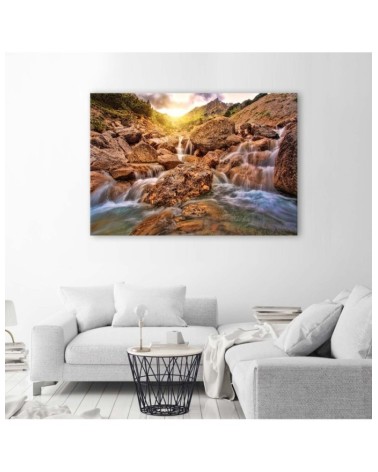 Wandbild für Wohnzimmer - Wasserfall aus Stein | Feeby