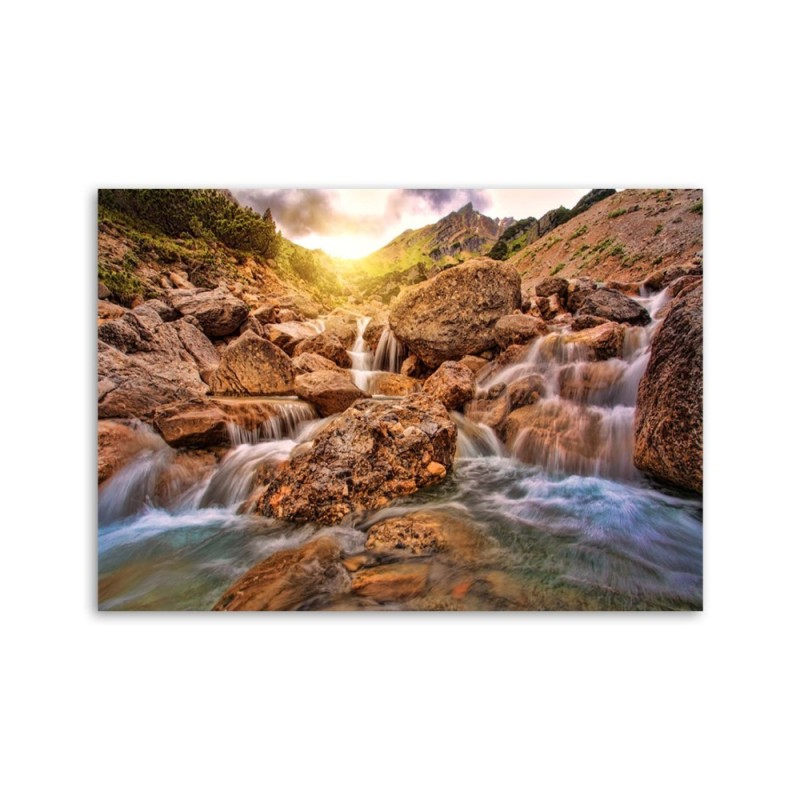 Wandbild für Wohnzimmer - Wasserfall aus Stein | Feeby