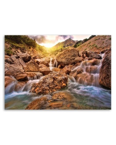 Wandbild für Wohnzimmer - Wasserfall aus Stein | Feeby