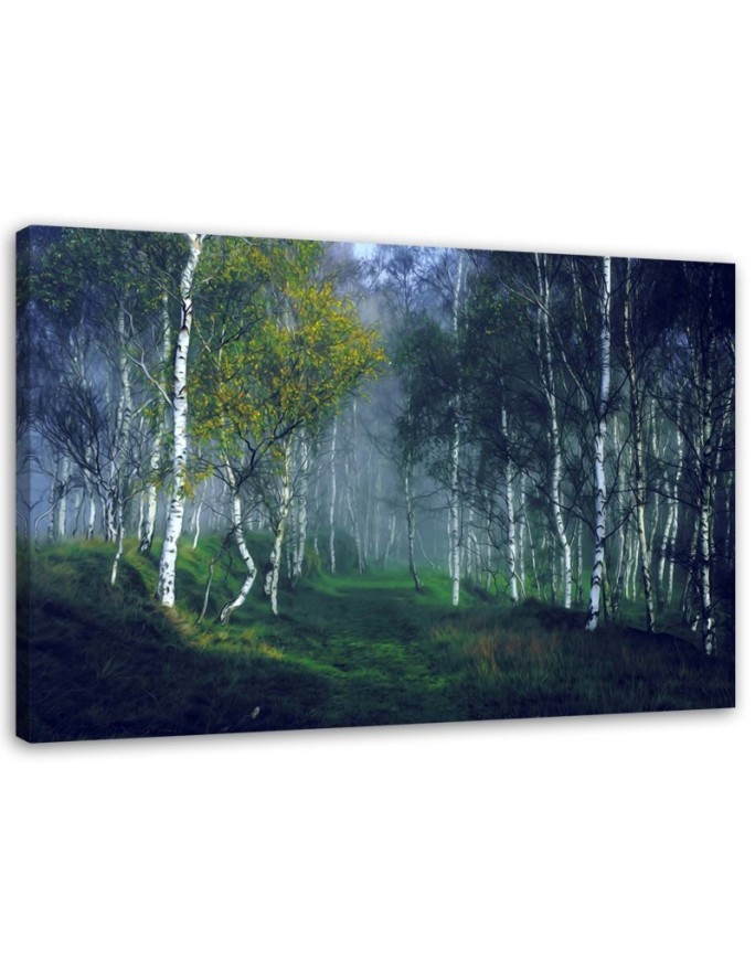 Dekoratives Leinwandbild - Birken im Nebel | Feeby