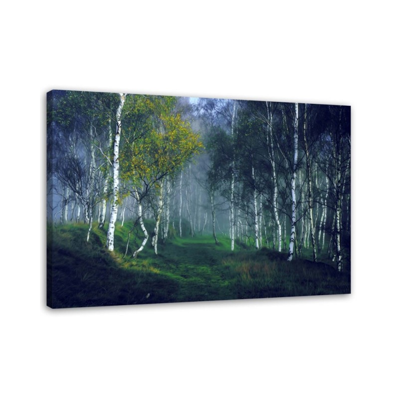 Dekoratives Leinwandbild - Birken im Nebel | Feeby