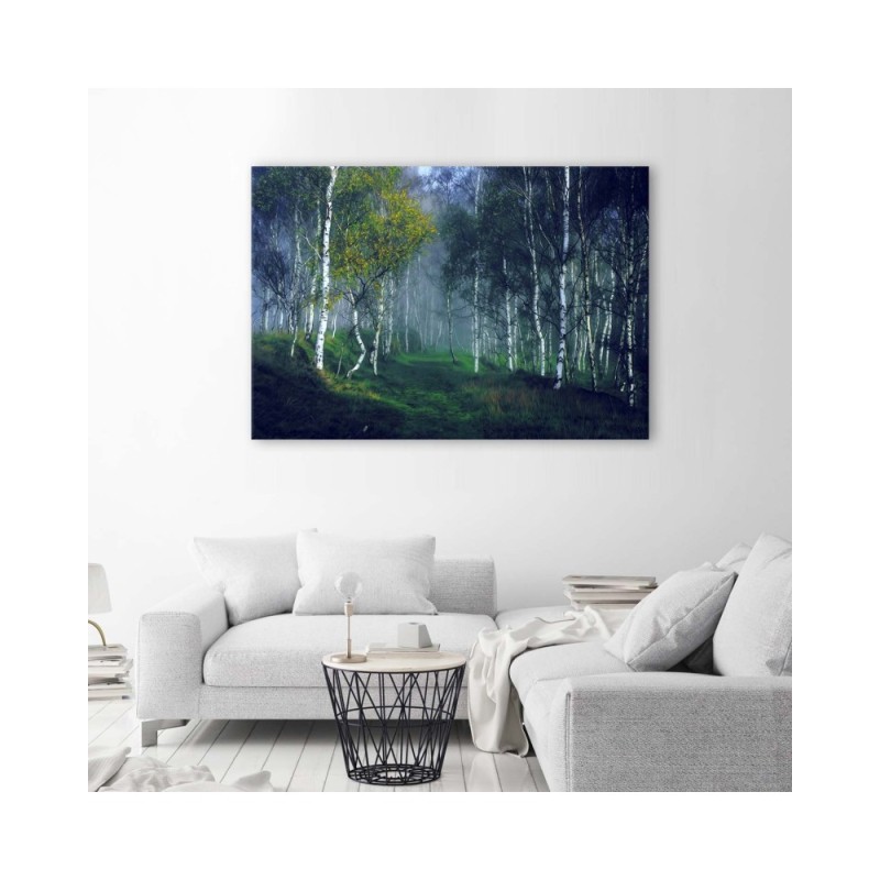 Dekoratives Leinwandbild - Birken im Nebel | Feeby
