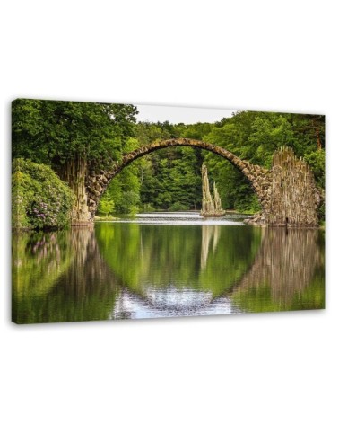 Leinwandbild - Bogenbrücke über einen See | Feeby