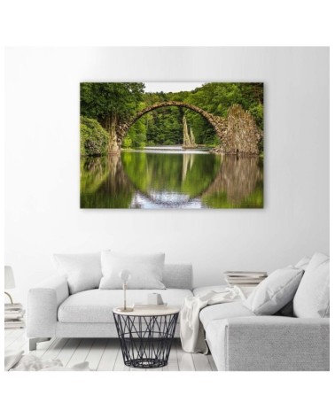 Leinwandbild - Bogenbrücke über einen See | Feeby