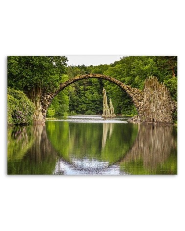 Leinwandbild - Bogenbrücke über einen See | Feeby