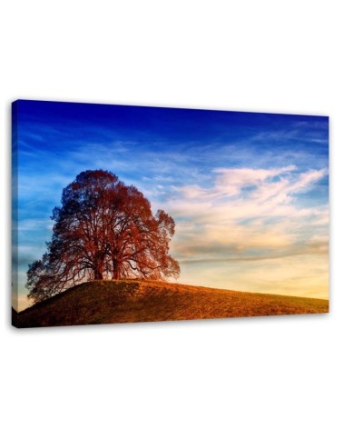 Tree on a hill - Canvas painting for the living room | FEEBY