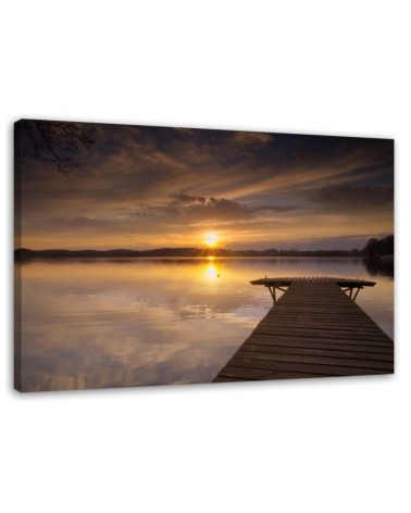Bridge on the lake sunset - Canvas prints for the Bedroom | FEEBY