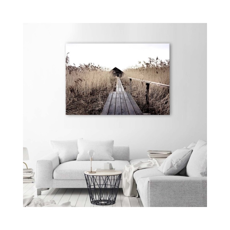 Bild auf Leinwand - Alter Steg im hohen Schilf | Feeby